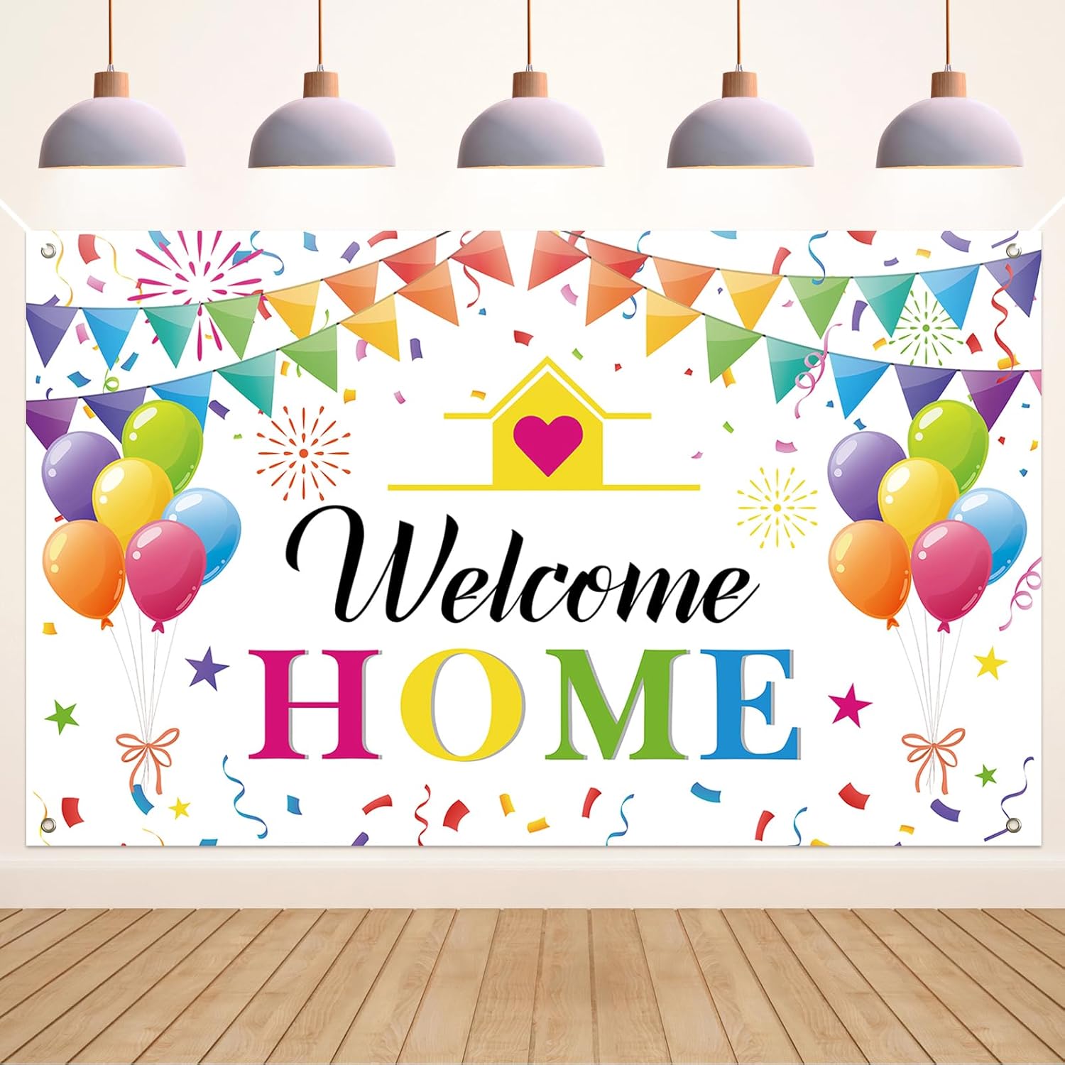 Décoration de bienvenue à la maison, bannière décorative blanche de bienvenue pour la maison familiale, fête, décoration arrière – Image 2