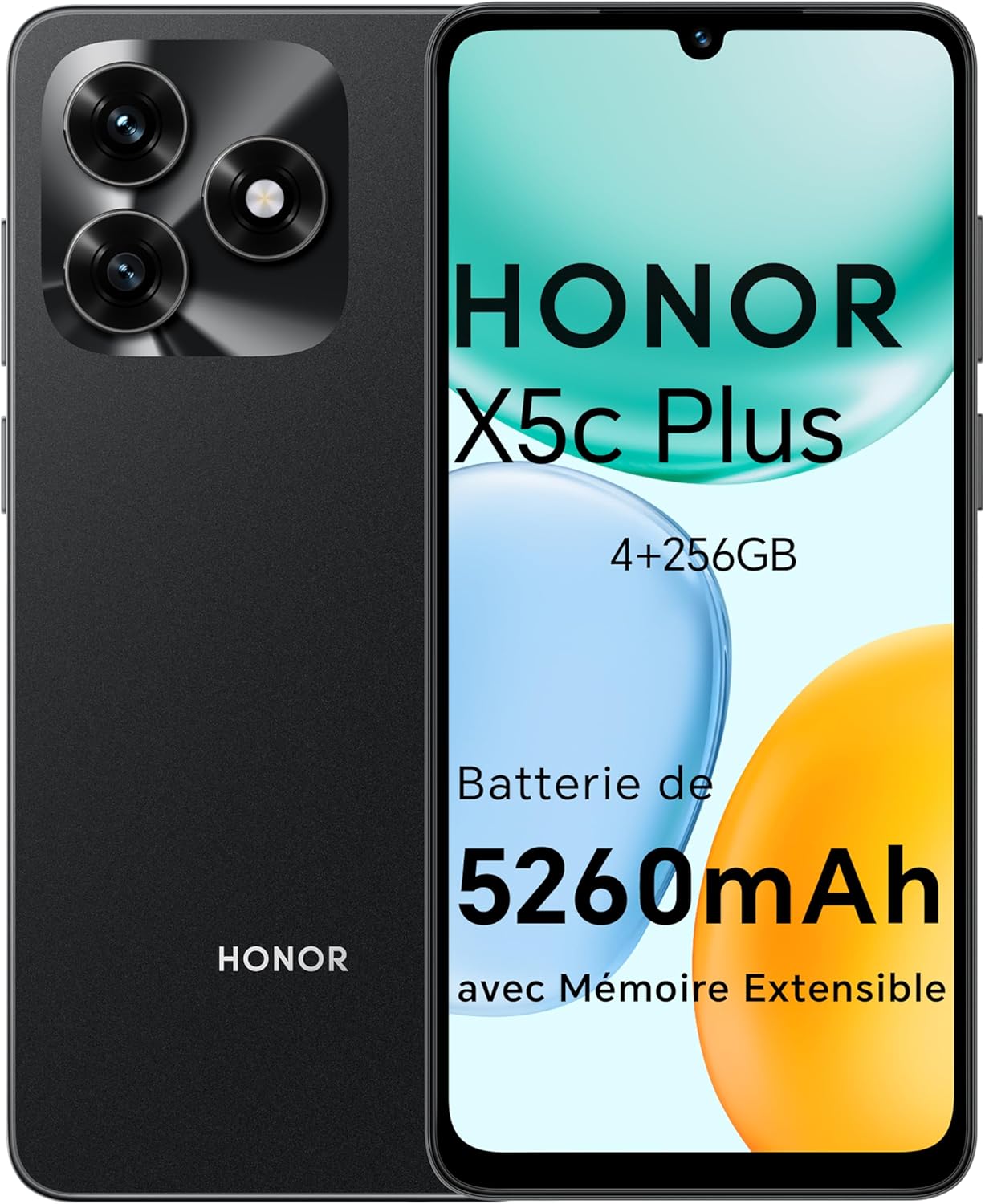 HONOR X5c Plus Smartphone Double SIM NFC, Batterie 5260mAh, 4+256Go, Téléphone à Écran Confort 6,74 Pouces 90Hz, Appareil Photo 50 Mégapixels, Android 15, MicroSD 1 vers Extensible, Noir Minuit – Image 2