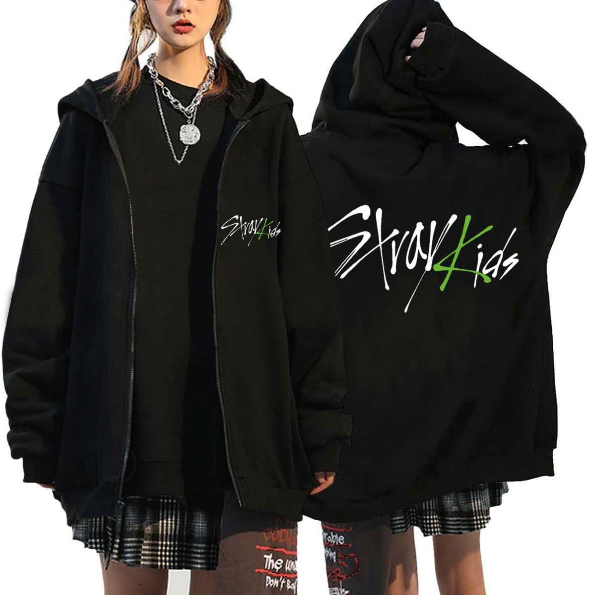 Hommes Femmes Zipper Sweat à capuche Stray Kids Cardigan Manteau à manches longues Maniac Print Sweat à capuche Chemise de loisirs Lâche Y2K Sweatshirts Hyunjin Han Felix Seungmin IN – Image 2