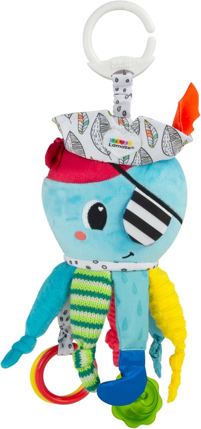 Jouet sensoriel pour bébé Lamaze Captain Calamari de 0 à 6 mois, landau et poussette à clipser. – Image 2
