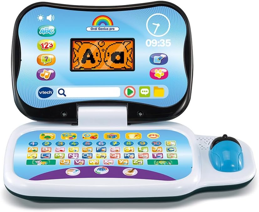VTech - Ordi Genius Pro Black, Ordinateur portable enfant avec écran rétroéclairé, souris, 20 jeux évolutifs, jouet éducatif, cadeau pour enfants de 3 à 7 ans - Contenu en français et anglais – Image 2