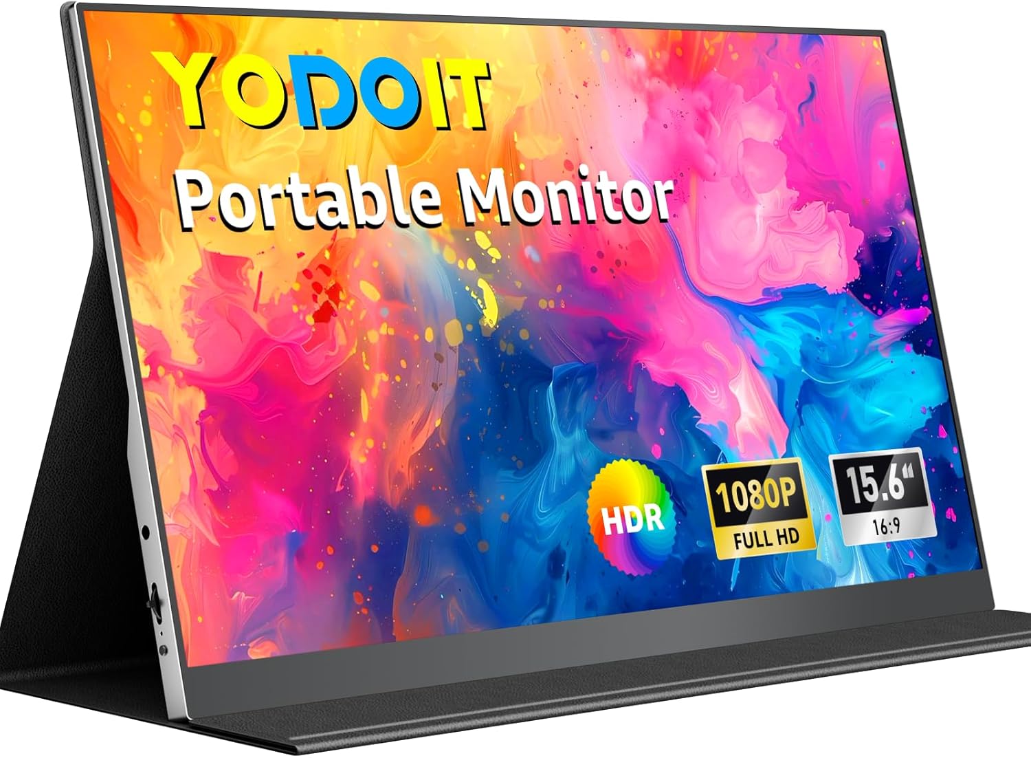 Yodoit Écran d'ordinateur portable 15,6 pouces 1920 × 1080 FHD Moniteur IPS 100 % SRGB Affichage HDMI USB Type C avec haut-parleurs intégrés pour PC/Macbook/Xbox/PS4 5/TV – Image 2