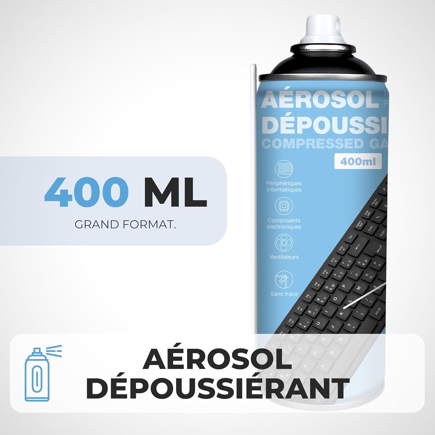 APM 570057 - Aérosol Air Sec - Nettoyage PC - Dépoussiéreur Ordinateur - Nettoyage Aérosol Tablette PC - Nettoyant Clavier - Nettoyant Ordinateur - Souffleur PC Aérosol - Capacité 400 ml – Image 3