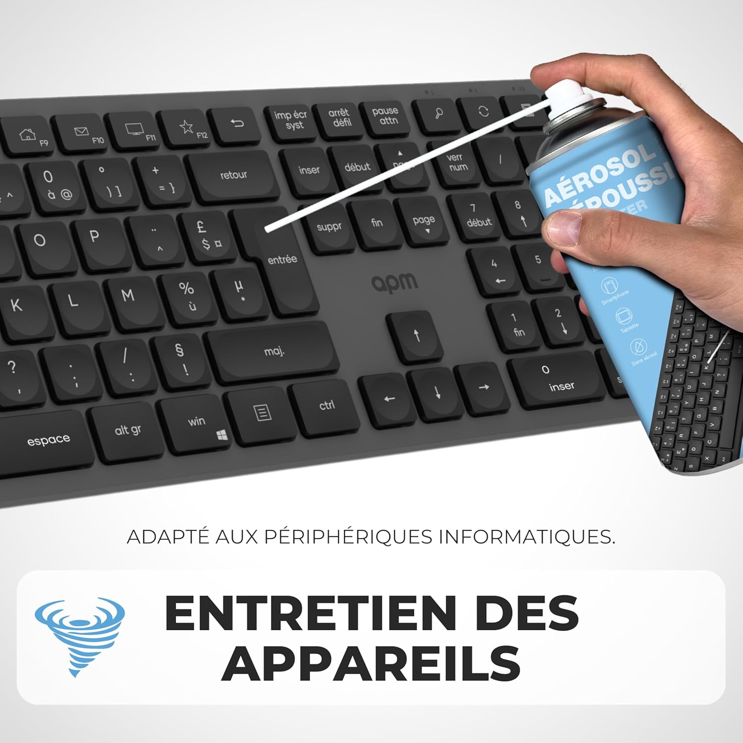 APM 570057 - Aérosol Air Sec - Nettoyage PC - Dépoussiéreur Ordinateur - Nettoyage Aérosol Tablette PC - Nettoyant Clavier - Nettoyant Ordinateur - Souffleur PC Aérosol - Capacité 400 ml – Image 4