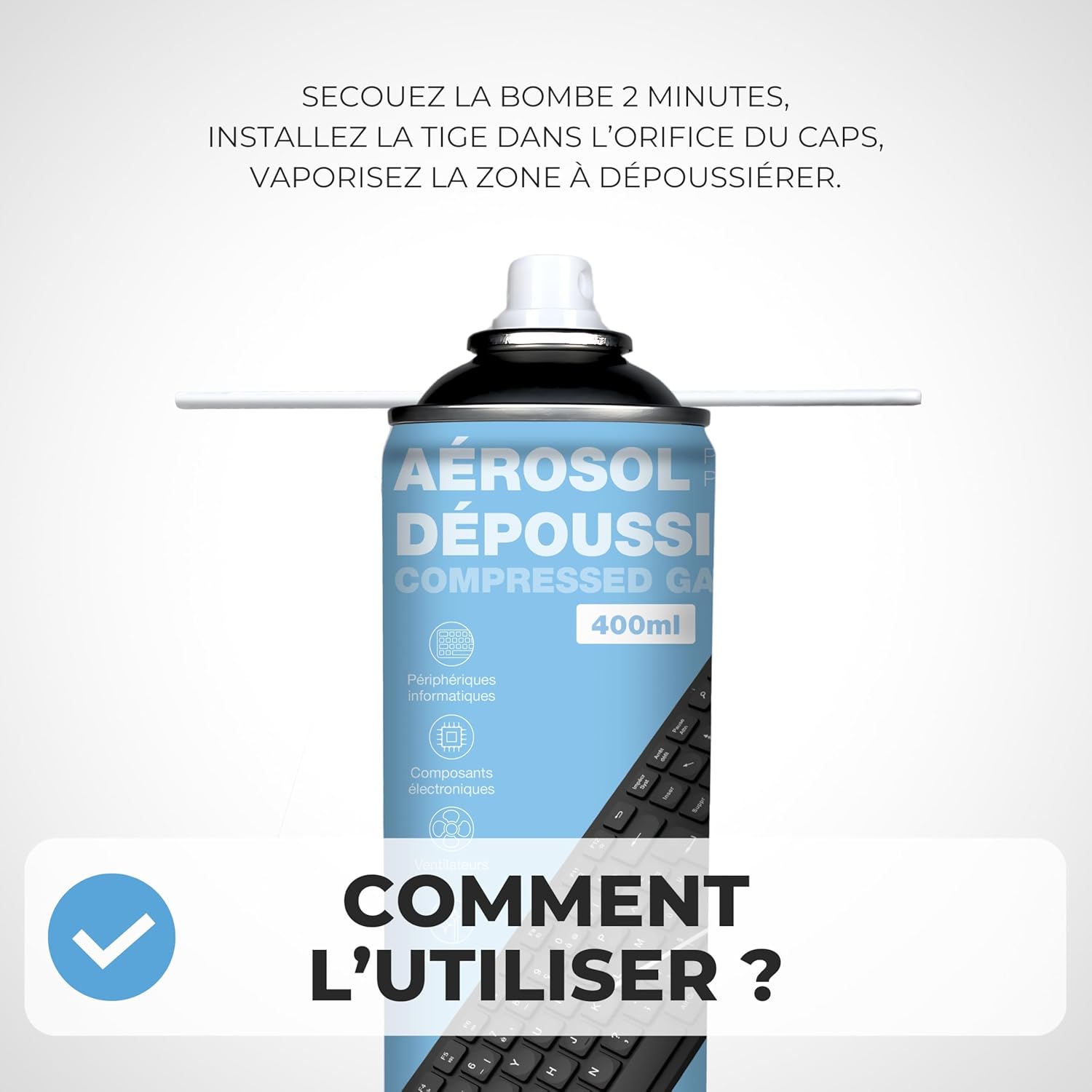 APM 570057 - Aérosol Air Sec - Nettoyage PC - Dépoussiéreur Ordinateur - Nettoyage Aérosol Tablette PC - Nettoyant Clavier - Nettoyant Ordinateur - Souffleur PC Aérosol - Capacité 400 ml – Image 8