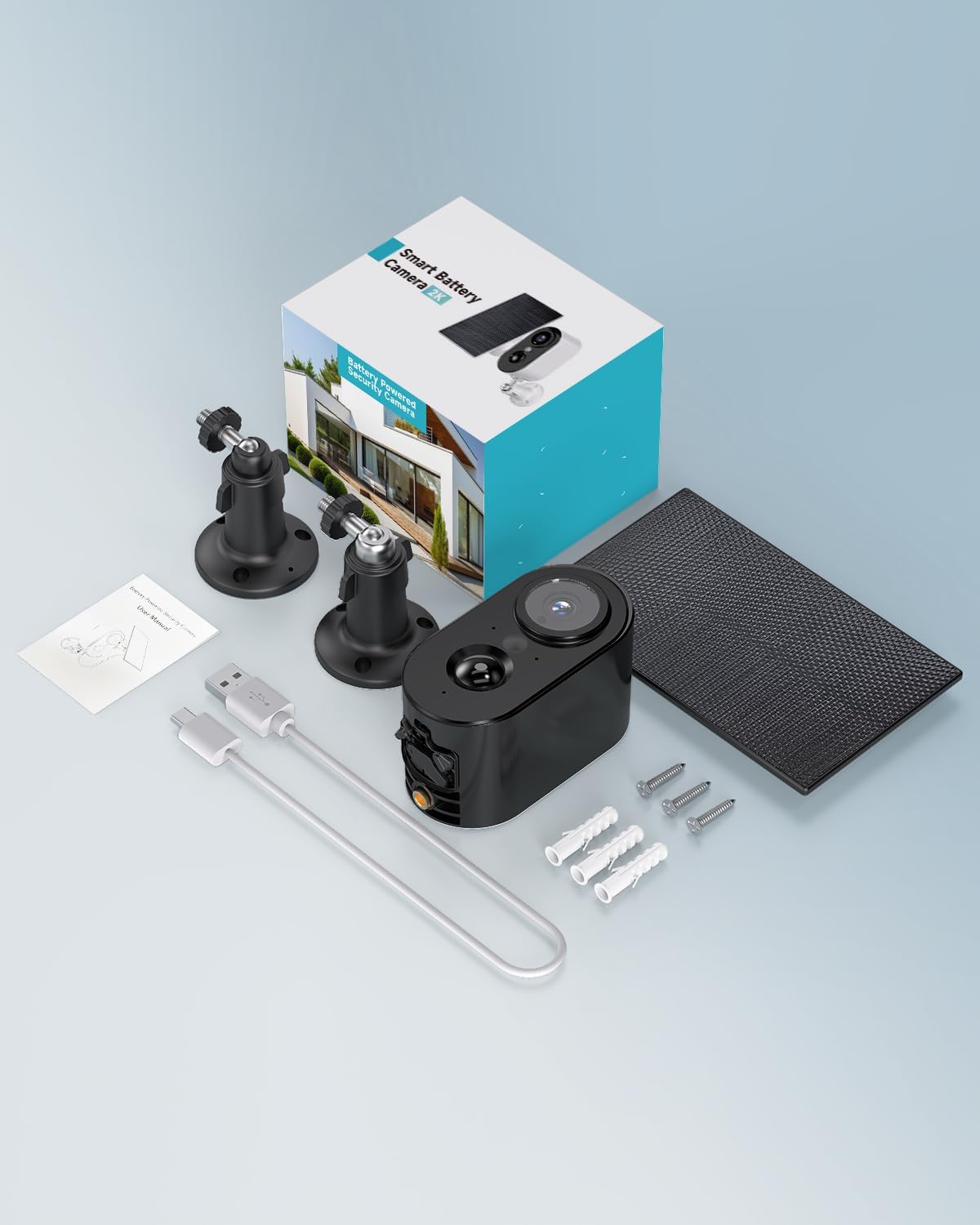 Caméra de surveillance WiFi à batterie sans fil 2K – Caméra de surveillance WiFi avec panneau solaire, vision nocturne couleur, extérieur/intérieur, détection de mouvement PIR, IP66, noir – Image 9