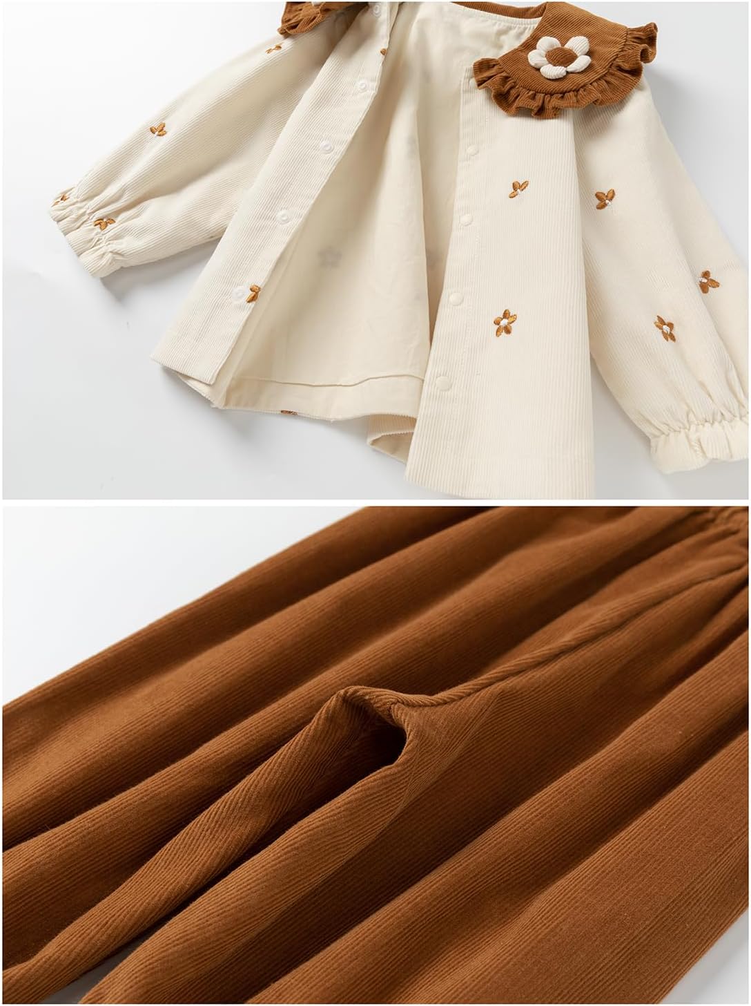 Ensemble pour bébé fille, vêtements à manches longues, hauts à fleurs + pantalon long, tenue en coton pour 6 à 30 mois – Image 5