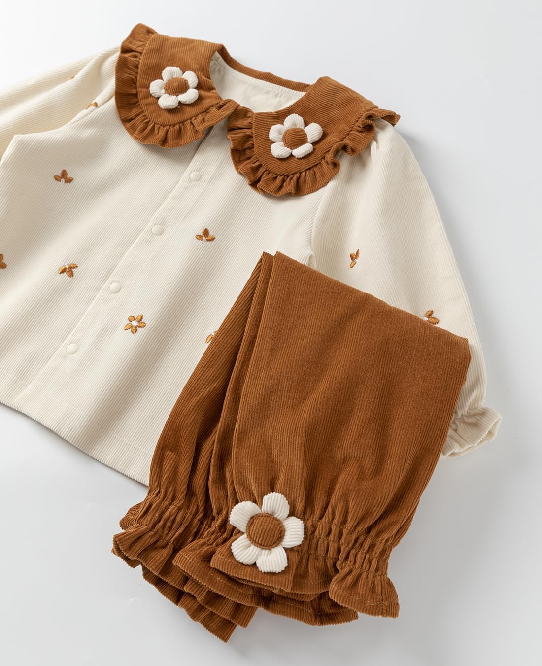 Ensemble pour bébé fille, vêtements à manches longues, hauts à fleurs + pantalon long, tenue en coton pour 6 à 30 mois – Image 8