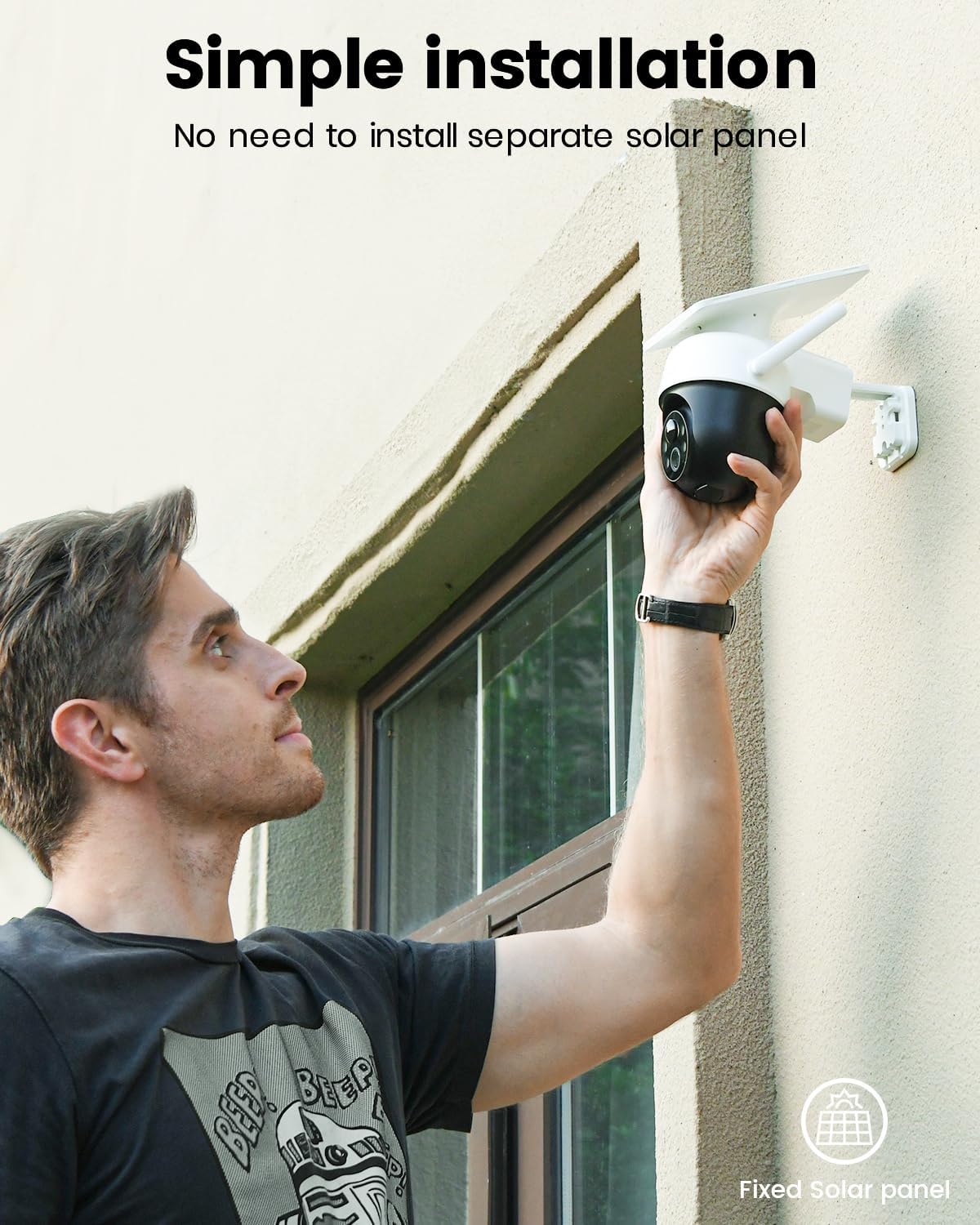 aosu Caméra de surveillance WiFi sans fil 2K Caméra solaire WiFi extérieure, PTZ panoramique 3MP 360°, suivi automatique, vision Vocture, alarme lumineuse et sonore, audio bidirectionnel – Image 3