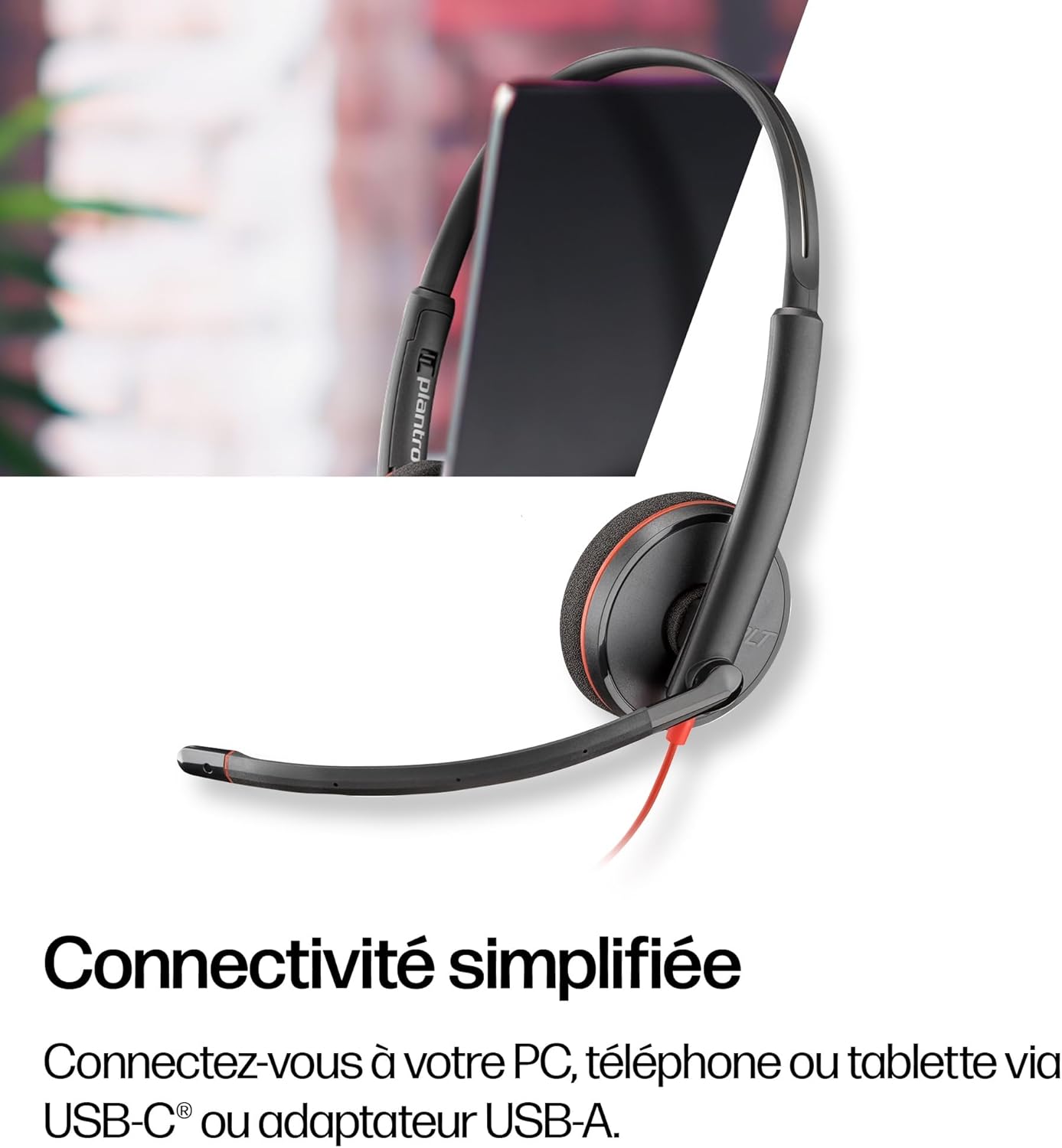 Casque filaire Poly Blackwire 3220 - Microphone antibruit - Conception binaurale - Se connecte à PC/Mac via USB-C ou USB-A - Fonctionne avec Teams, Zoom – Image 7