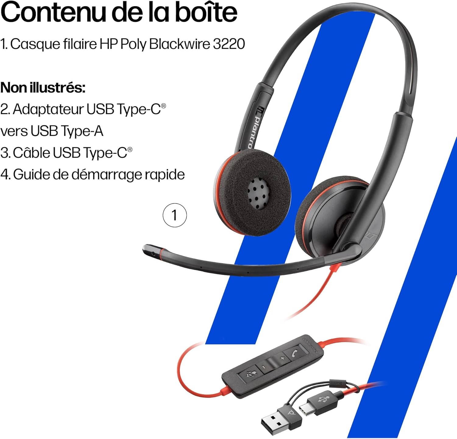 Casque filaire Poly Blackwire 3220 - Microphone antibruit - Conception binaurale - Se connecte à PC/Mac via USB-C ou USB-A - Fonctionne avec Teams, Zoom – Image 8