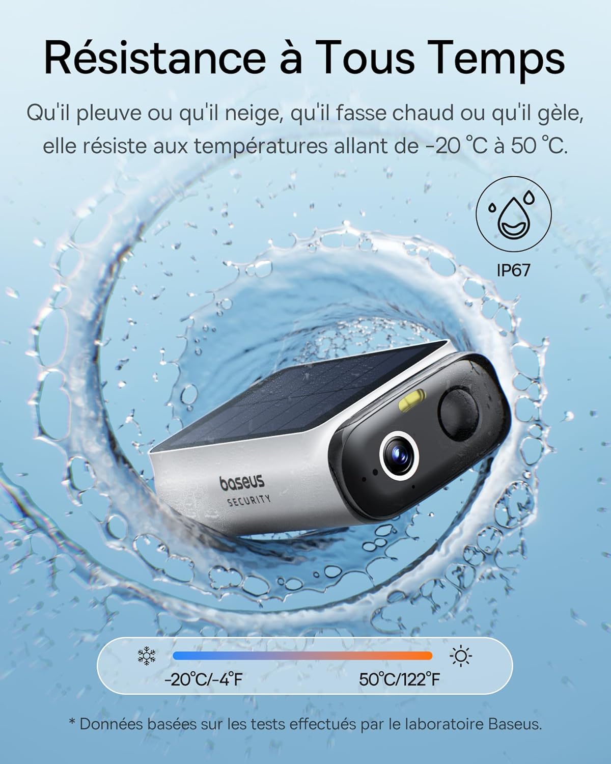 Baseus Security S1 Lite Solocam Caméra de surveillance WiFi sans fil, IP67, 2K 135°, vision couleur, caméra à batterie solaire, détection humaine, sans frais, fonctionne avec Alexa et Google – Image 3