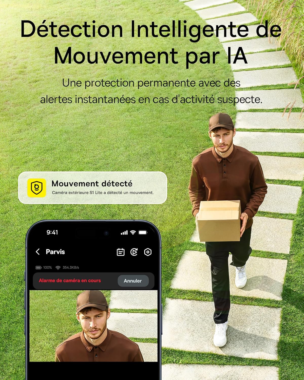 Baseus Security S1 Lite Solocam Caméra de surveillance WiFi sans fil, IP67, 2K 135°, vision couleur, caméra à batterie solaire, détection humaine, sans frais, fonctionne avec Alexa et Google – Image 6