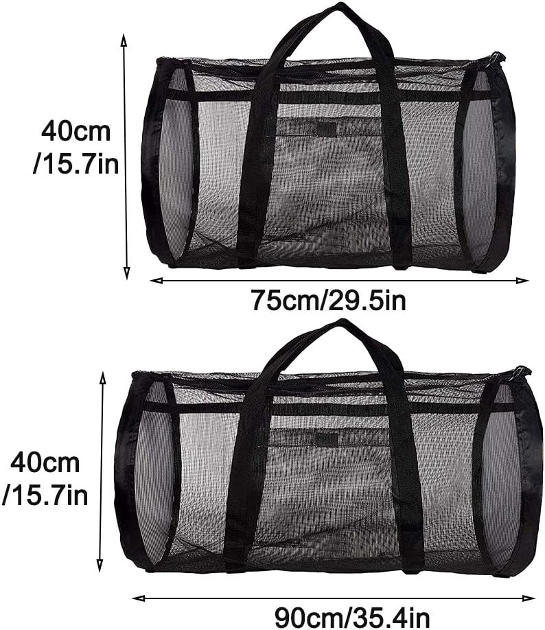 POHOVE Sac de plongée en maille, sac de plage en maille, sac d'équipement de sport surdimensionné, sac à linge – Sac de plongée et de voyage en maille respirante, léger et portable – Image 3