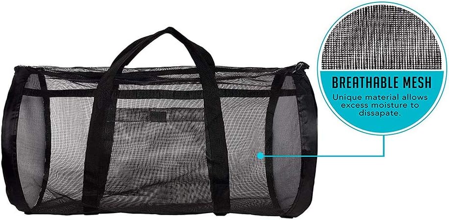 POHOVE Sac de plongée en maille, sac de plage en maille, sac d'équipement de sport surdimensionné, sac à linge – Sac de plongée et de voyage en maille respirante, léger et portable – Image 8