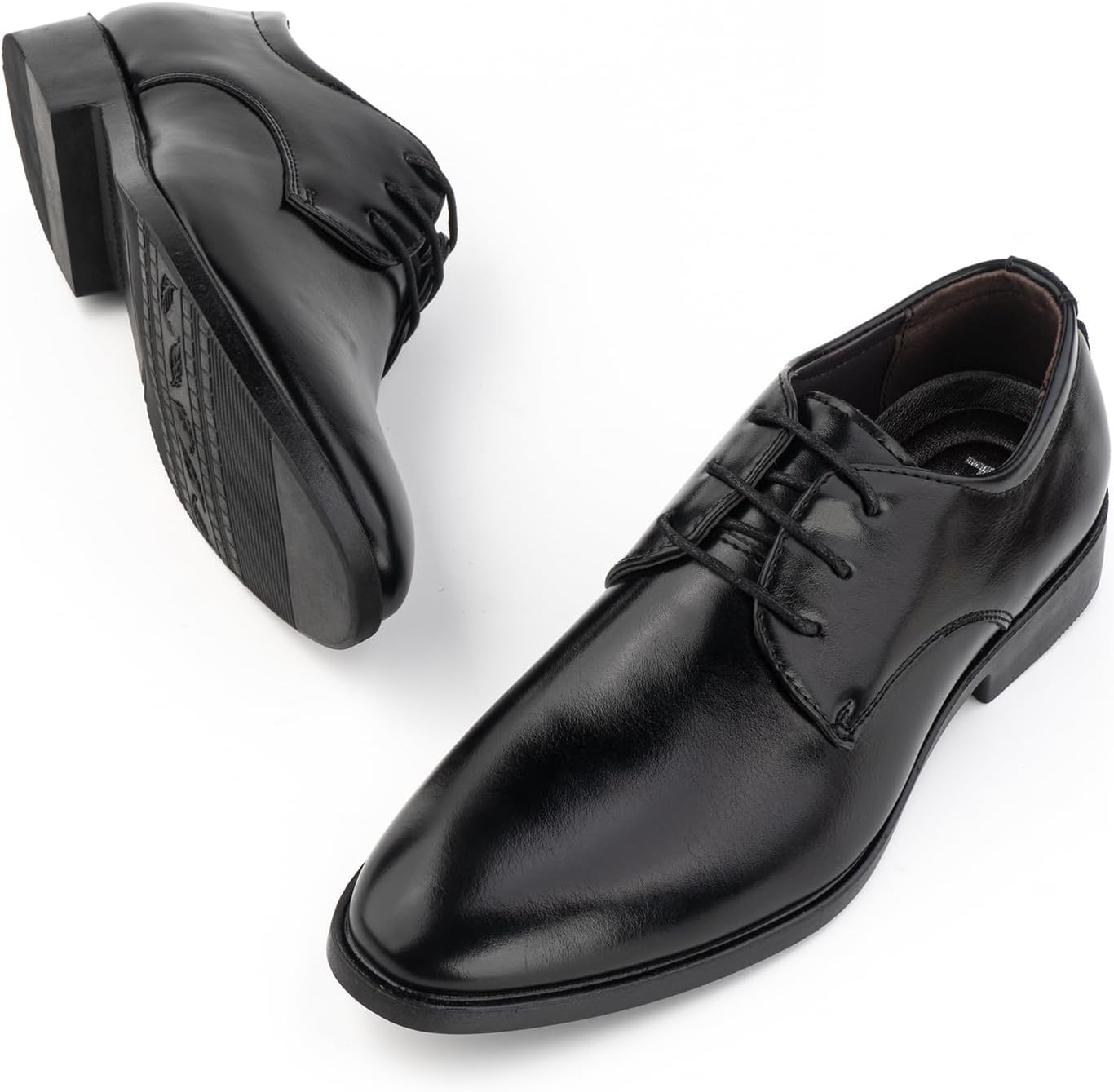 Hitmars Oxfords City Derby Brogues pour homme - Chaussures de mariage avec lacets en cuir - Robe de soirée classique - Costume noir marron 6-12 – Image 7