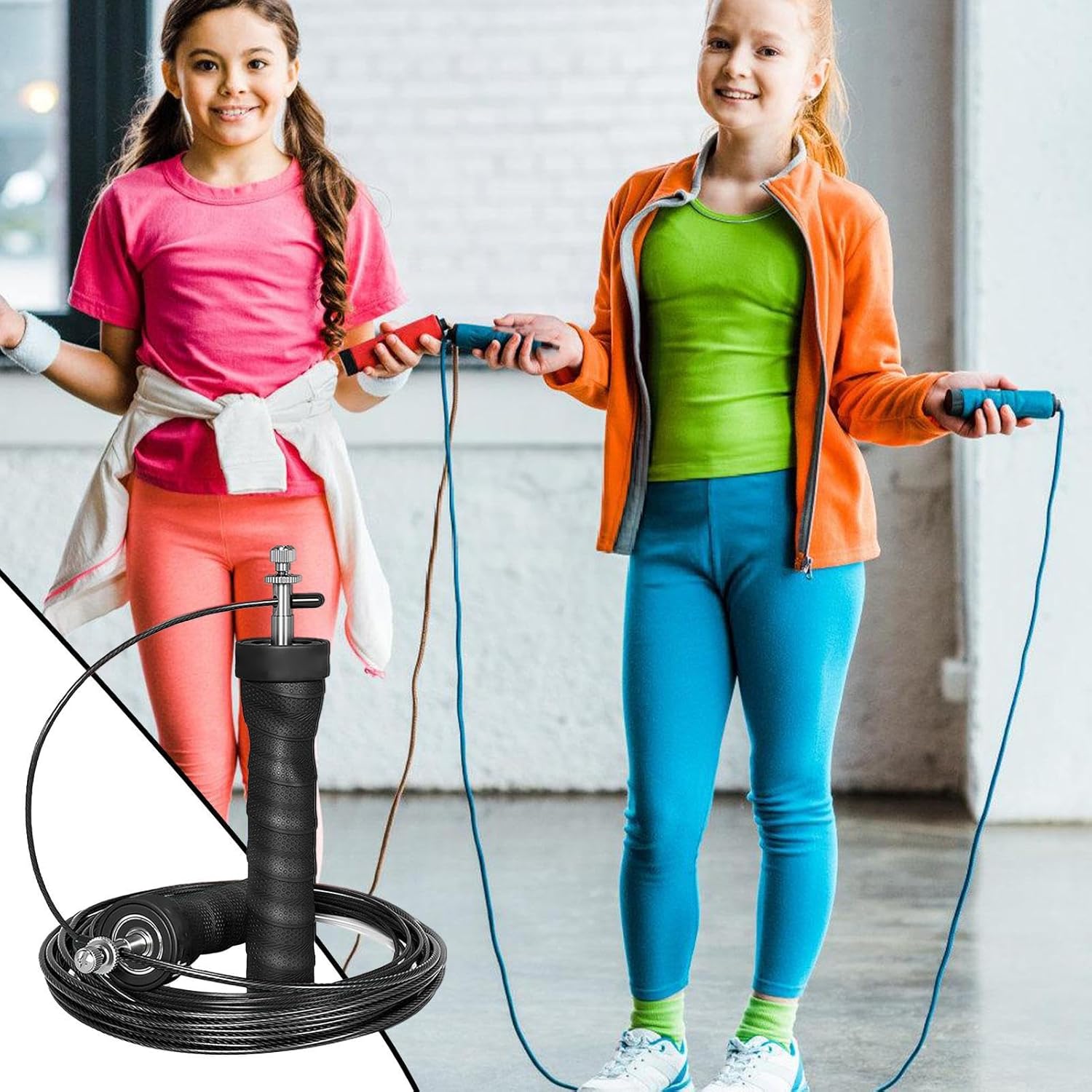 Corde à sauter | Corde à sauter pour l'exercice | Corde à sauter réglable | Câble conçu et durable avec revêtement en PVC pour des entraînements cardio et un entraînement physique efficaces. – Image 5