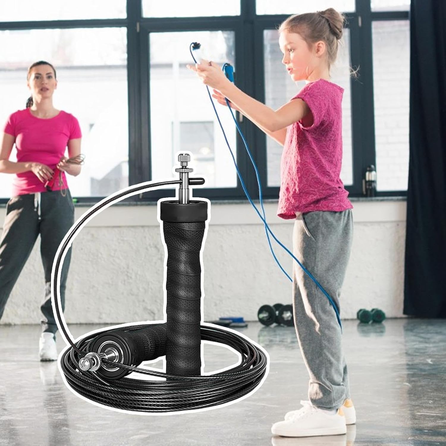 Corde à sauter | Corde à sauter pour l'exercice | Corde à sauter réglable | Câble conçu et durable avec revêtement en PVC pour des entraînements cardio et un entraînement physique efficaces. – Image 6