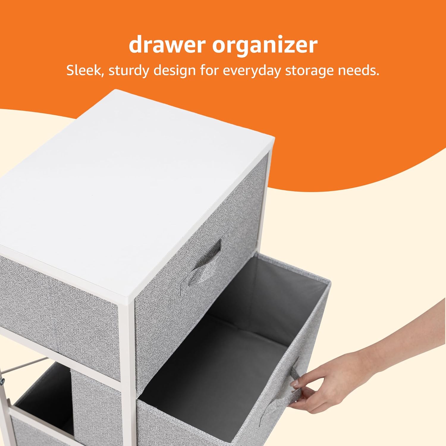 Amazon Basics Commode à 4 tiroirs en tissu blanc – Image 4