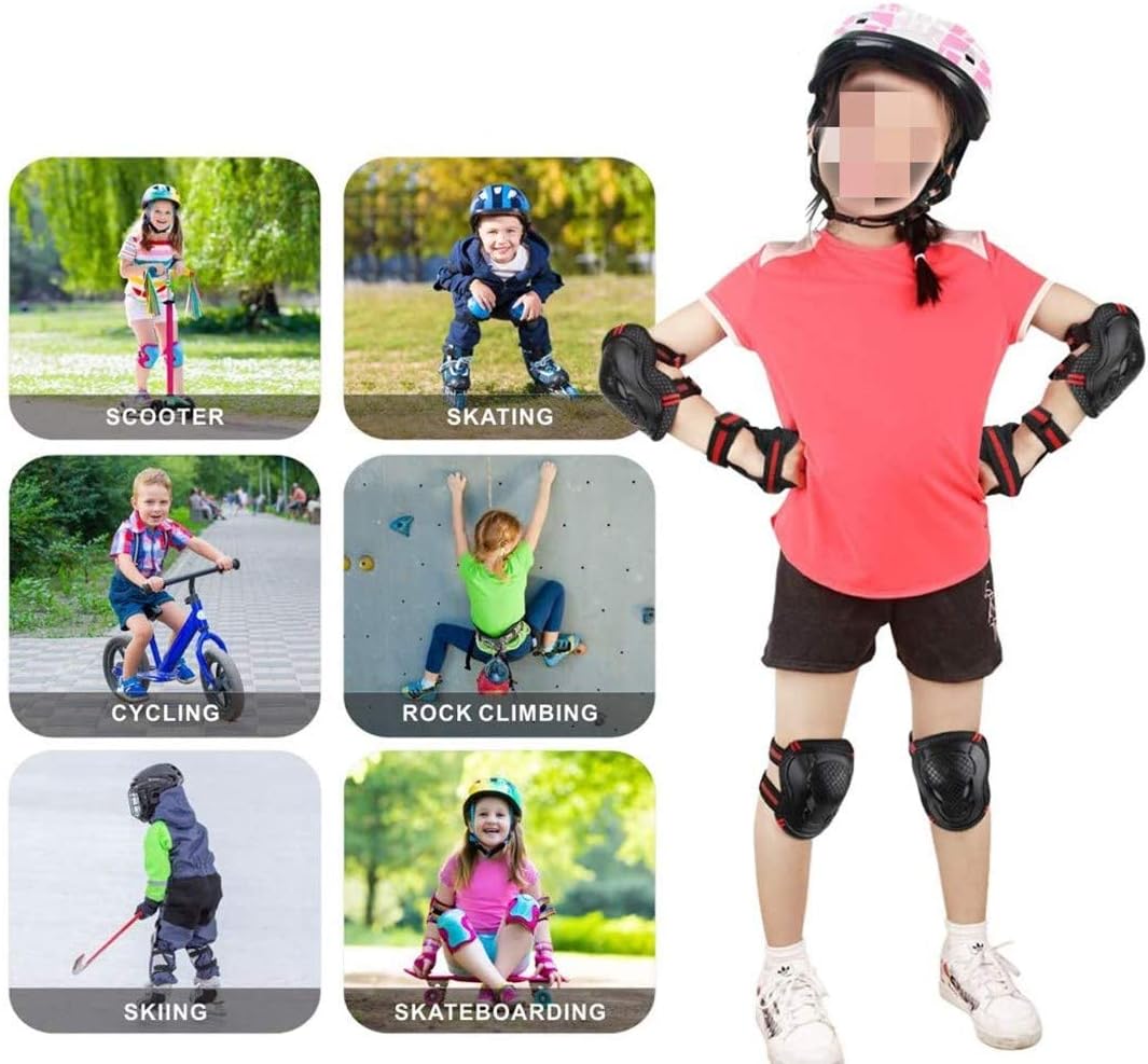 IBLUELOVER Ensembles de Protection pour Enfants et Adultes Genouillères, Coudières, Kit de Sport réglable, Protecteurs pour vélo, Roller, BMX, Skateboard, Scooter, 6 pièces, équipement de Sport – Image 6