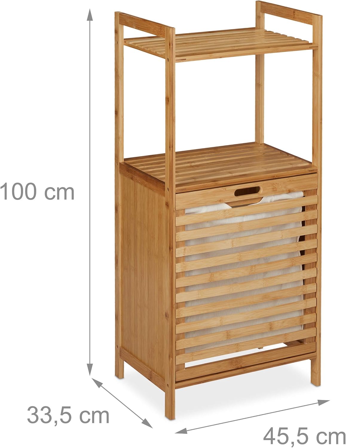 Relaxdays Panier à Linge, Meuble de Salle de Bain en Bambou, Panier Basculant, HLP 100 x 45,5 x 33,5 cm, Nature – Image 4