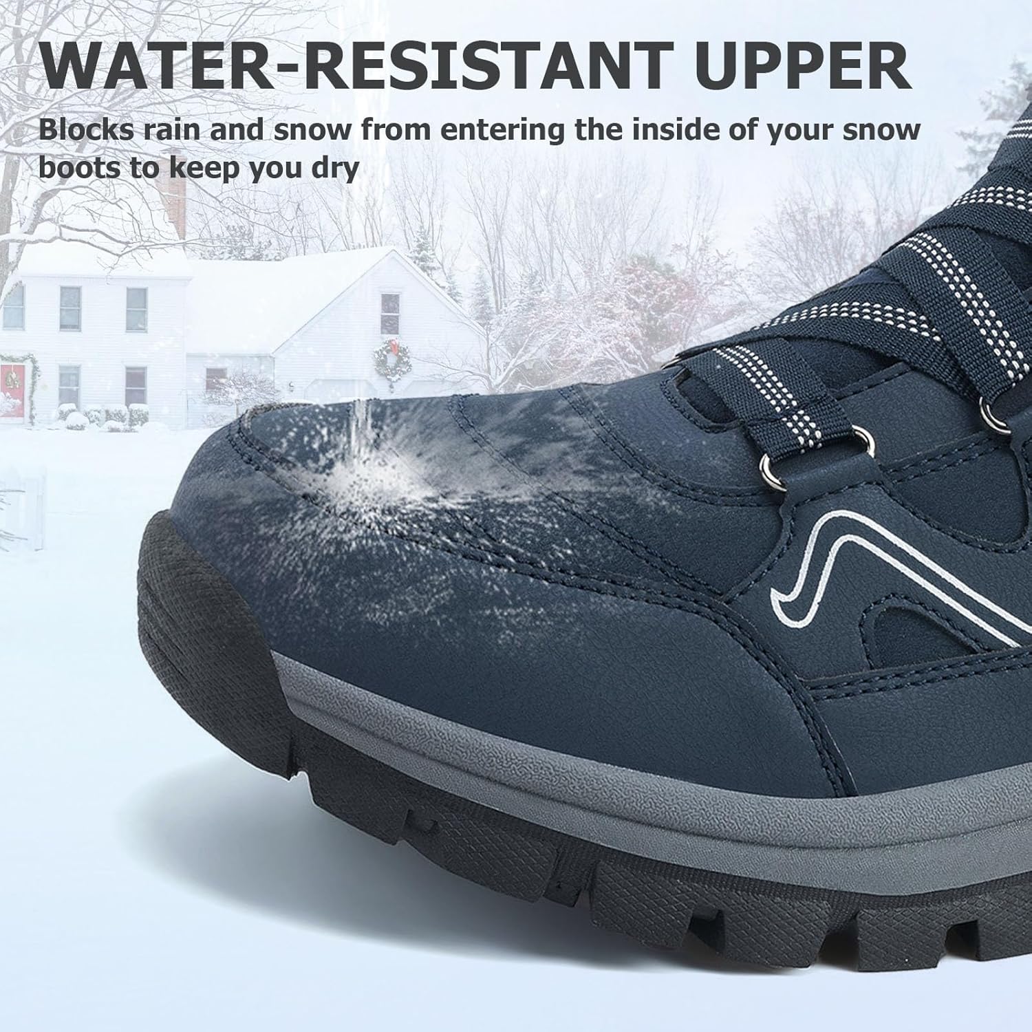 Moudn bottes d'hiver chaudes pour hommes bottes de neige d'hiver chaussures doublées chaussures de randonnée en plein air bottes de sport – Image 3