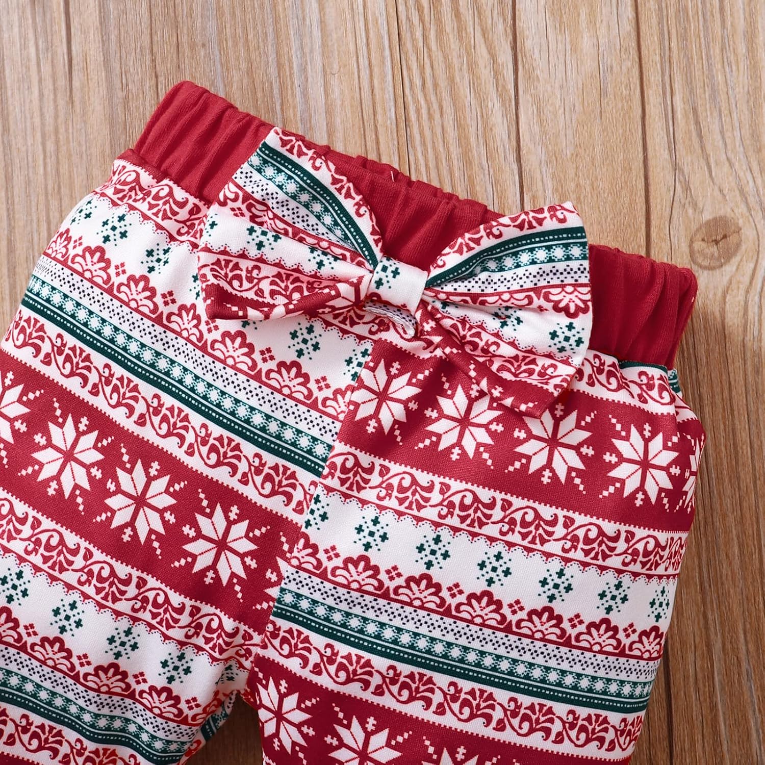 Verve Jelly Tenues pour bébé fille My 1st Christmas Barboteuse de Noël à manches longues avec lettres imprimées, pantalon flocon de neige avec chapeau et bandeau, ensemble de 4 pièces – Image 7