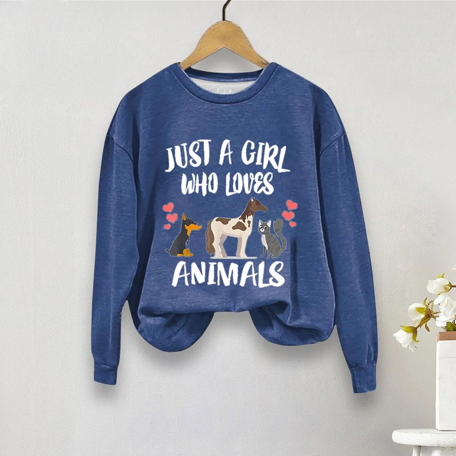 Sweat-shirts pour femmes à manches longues pulls hauts femmes Just A Girl Who Loves sweat-shirt à manches longues vêtements sweat-shirts sweat-shirts – Image 3