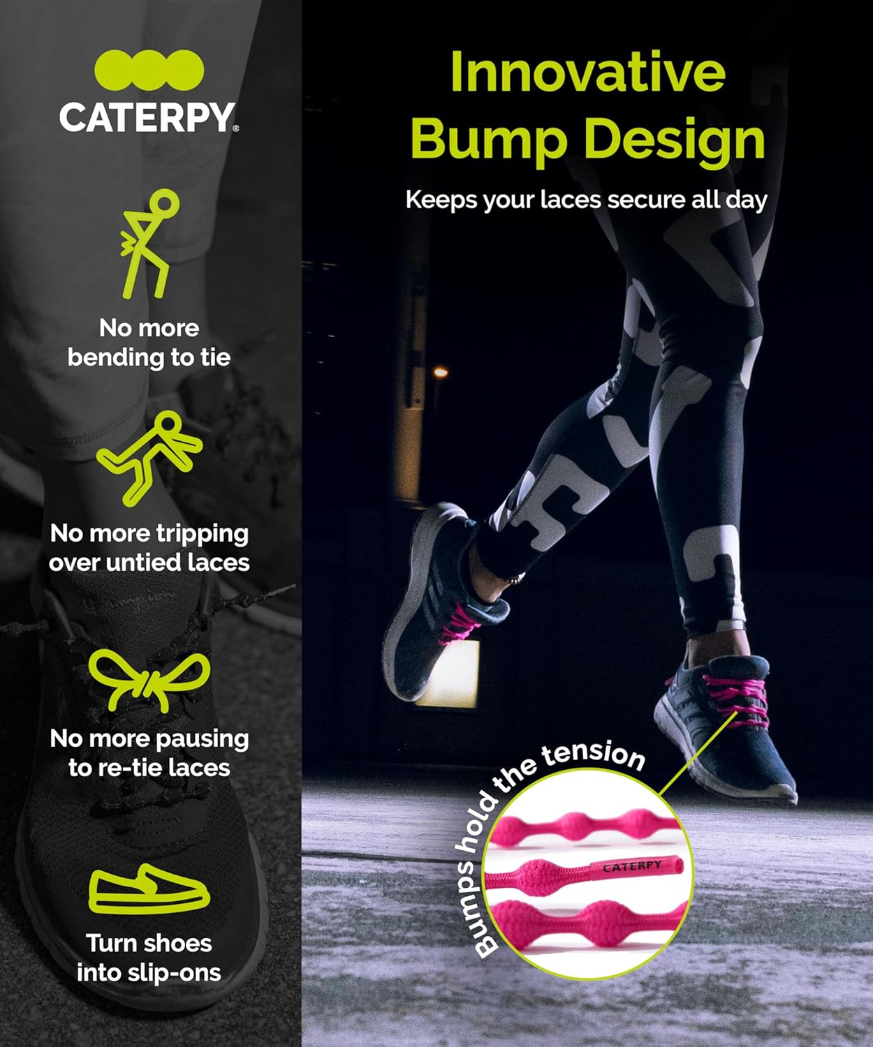 Caterpy Run - Les lacets élastiques ultimes sans nœuds pour adultes et enfants – Image 6
