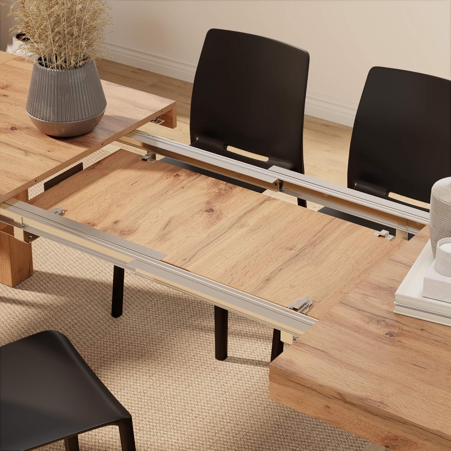 Mobili Fiver, Table à manger extensible Iacopo, 140 x 90 cm, bois rustique, pour 6-10 personnes, table extensible pour cuisine, salon, fabriquée en Italie – Image 3