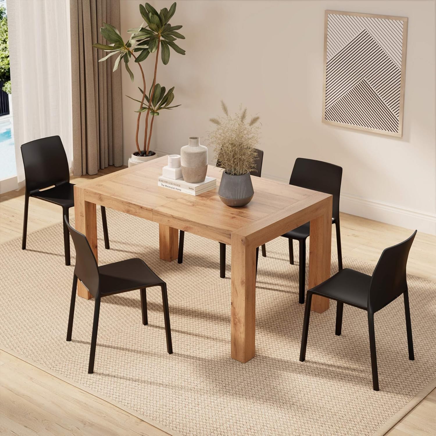 Mobili Fiver, Table à manger extensible Iacopo, 140 x 90 cm, bois rustique, pour 6-10 personnes, table extensible pour cuisine, salon, fabriquée en Italie – Image 5