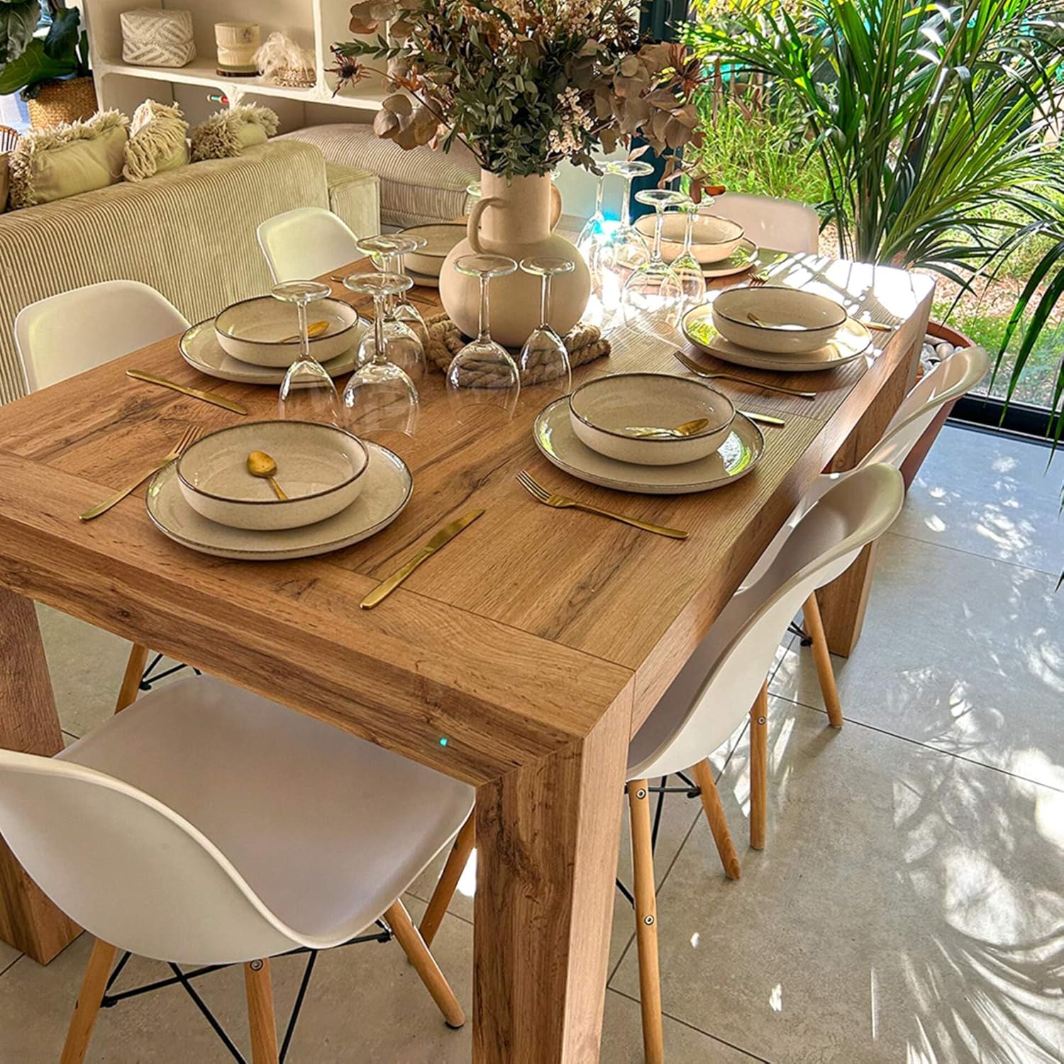 Mobili Fiver, Table à manger extensible Iacopo, 140 x 90 cm, bois rustique, pour 6-10 personnes, table extensible pour cuisine, salon, fabriquée en Italie – Image 9