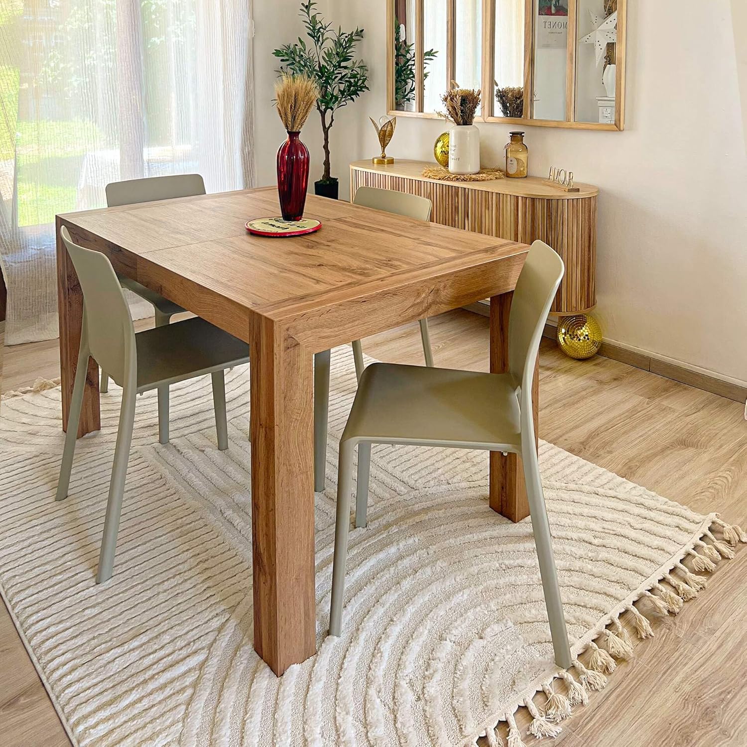 Mobili Fiver, Table à manger extensible Iacopo, 140 x 90 cm, bois rustique, pour 6-10 personnes, table extensible pour cuisine, salon, fabriquée en Italie – Image 10