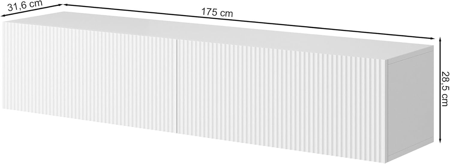 Selsey Meuble TV Meuble TV 175 cm Suspendu Façade Fraisée Veldio Blanc – Image 6