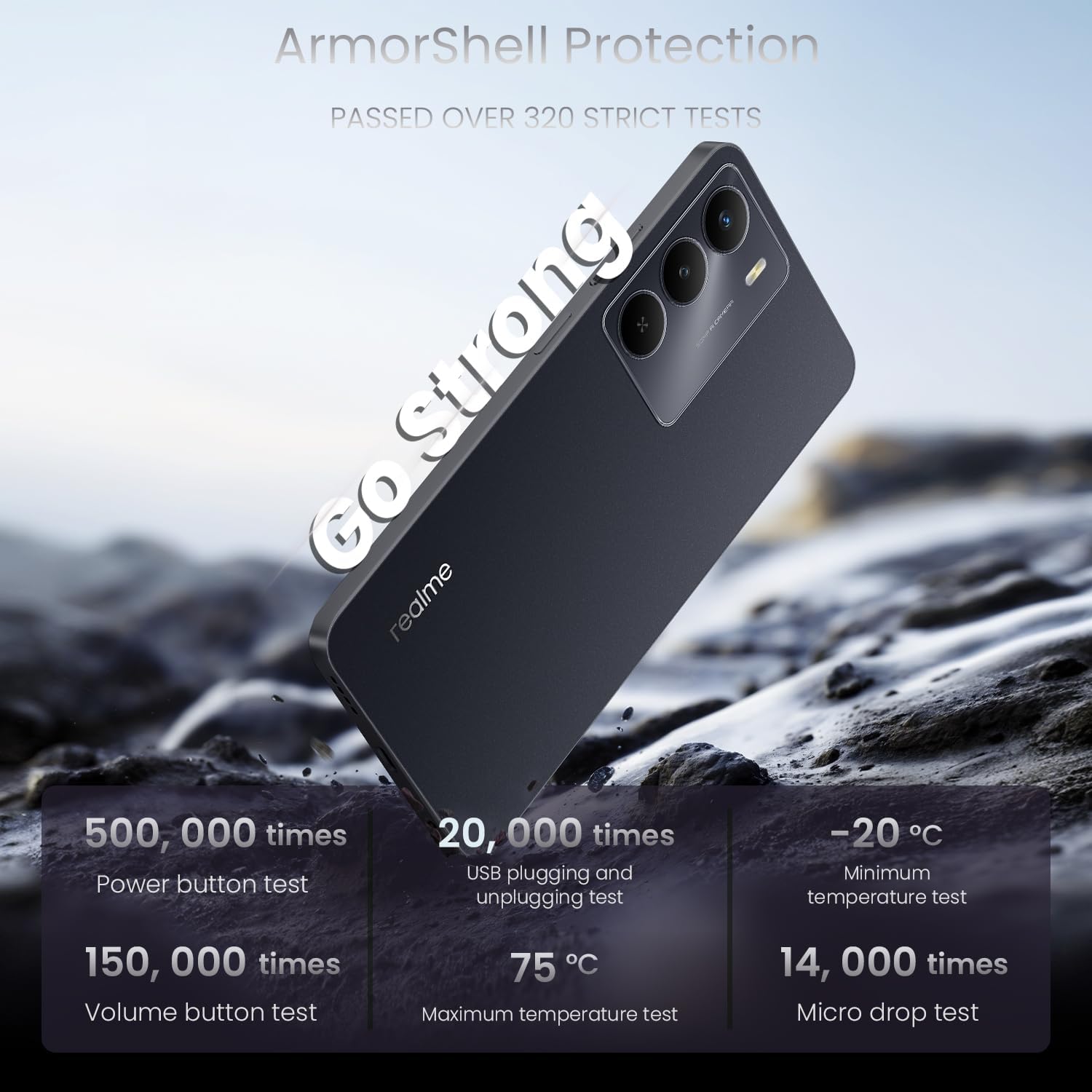 realme 14x Smartphone 5G 8+256 Go, Noir, Écran 6,67 pouces, Écran 120 Hz, Batterie 5000 mAh, Caméra AI 50MP, MediaTek Dimensity 6300, Protection ArmorShell, IP64 – Image 9