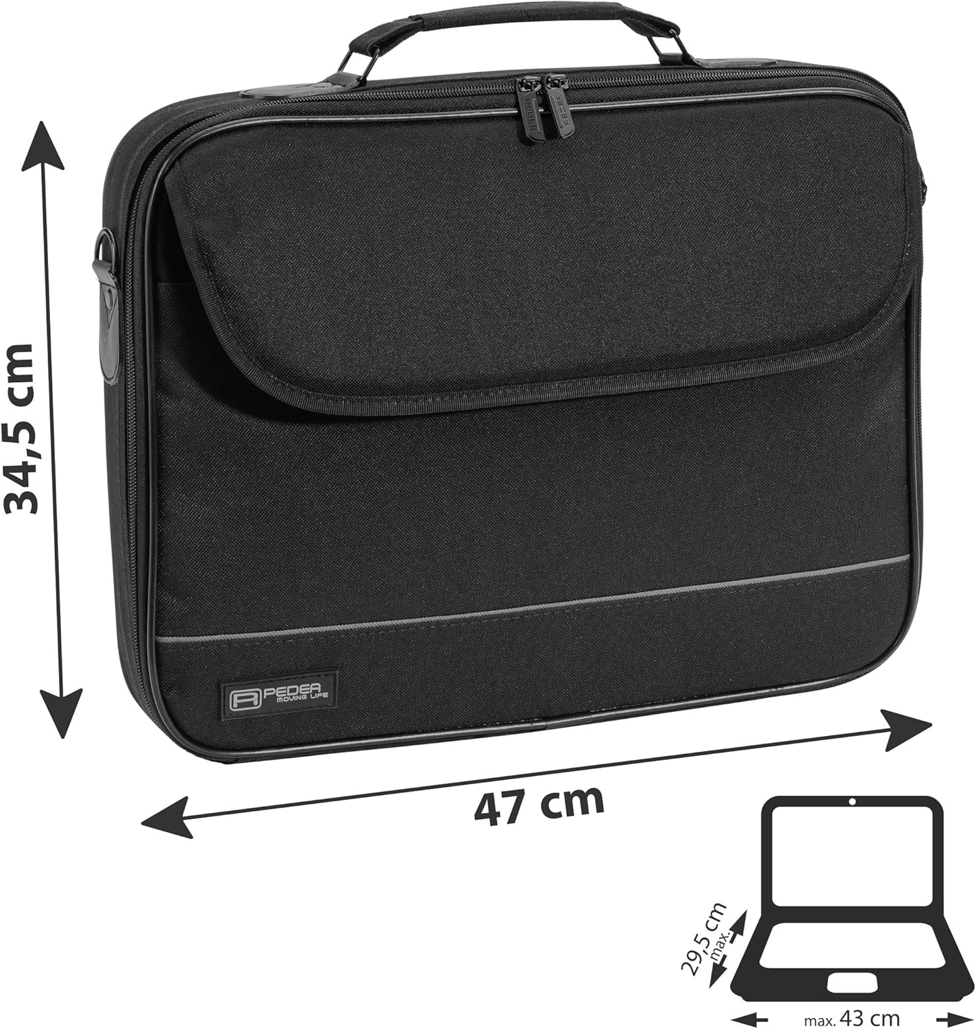 PEDEA "Fair" Housse pour ordinateur portable jusqu'à 17,3" (44 cm), sac à bandoulière avec souris sans fil incluse, noir – Image 4