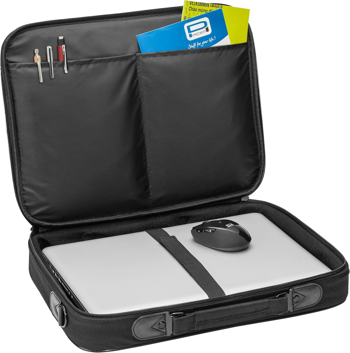 PEDEA "Fair" Housse pour ordinateur portable jusqu'à 17,3" (44 cm), sac à bandoulière avec souris sans fil incluse, noir – Image 11