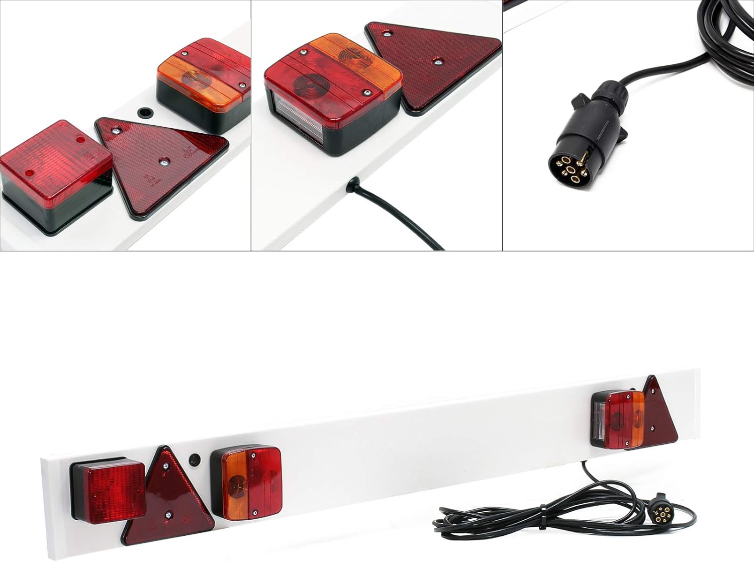 WilTec Barre lumineuse de remorque à 7 broches – Largeur 137 cm et câble de 6 m – Avec feux arrière, feux stop, clignotants, etc. – Panneau de signalisation pour voiture – Image 3