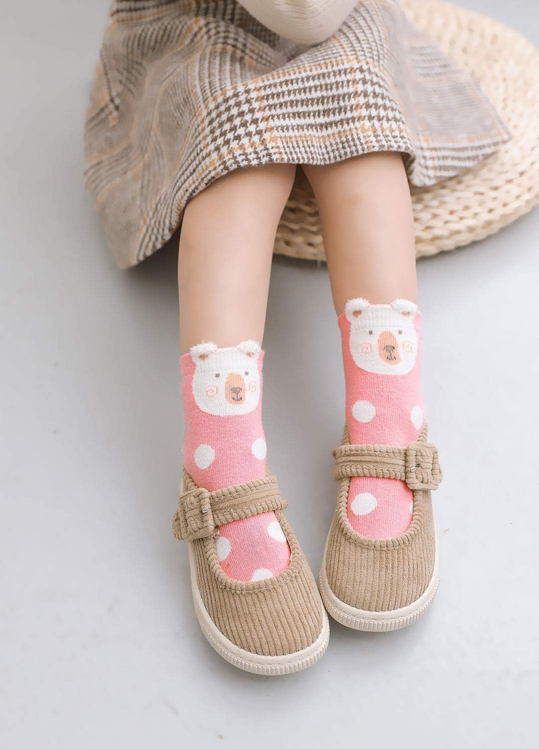 PUTUO Chaussettes en coton pour enfants filles, chaussettes fantaisie, bébé fille, chaussettes animaux, 5 paires – Image 4