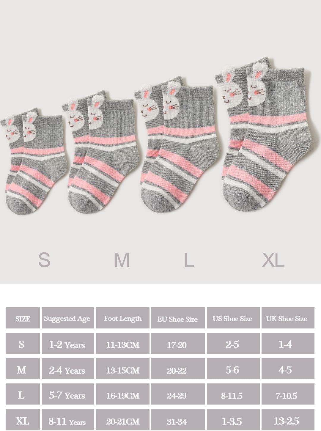 PUTUO Chaussettes en coton pour enfants filles, chaussettes fantaisie, bébé fille, chaussettes animaux, 5 paires – Image 8
