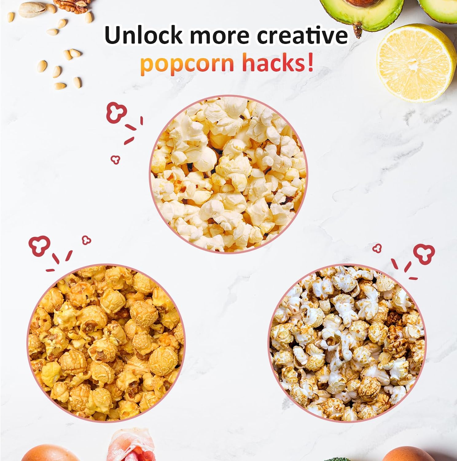 VINATO Machine à Popcorn, Machine à Popcorn sans Huile 1200 W, Fonction 1 Bouton, Nettoyage Facile, Idéale pour la Maison, Les Enfants et Les Voyages – Image 4