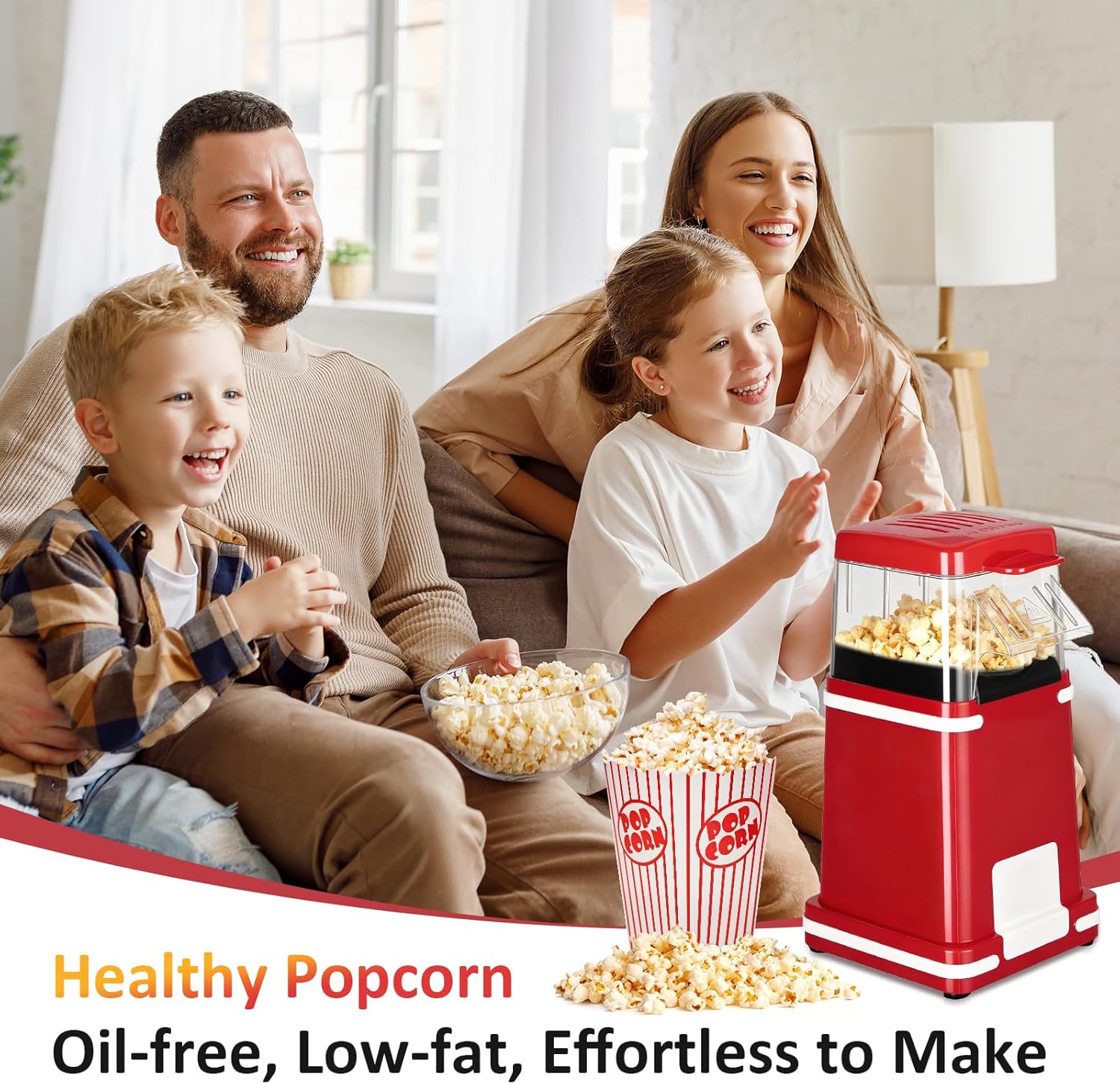 VINATO Machine à Popcorn, Machine à Popcorn sans Huile 1200 W, Fonction 1 Bouton, Nettoyage Facile, Idéale pour la Maison, Les Enfants et Les Voyages – Image 8