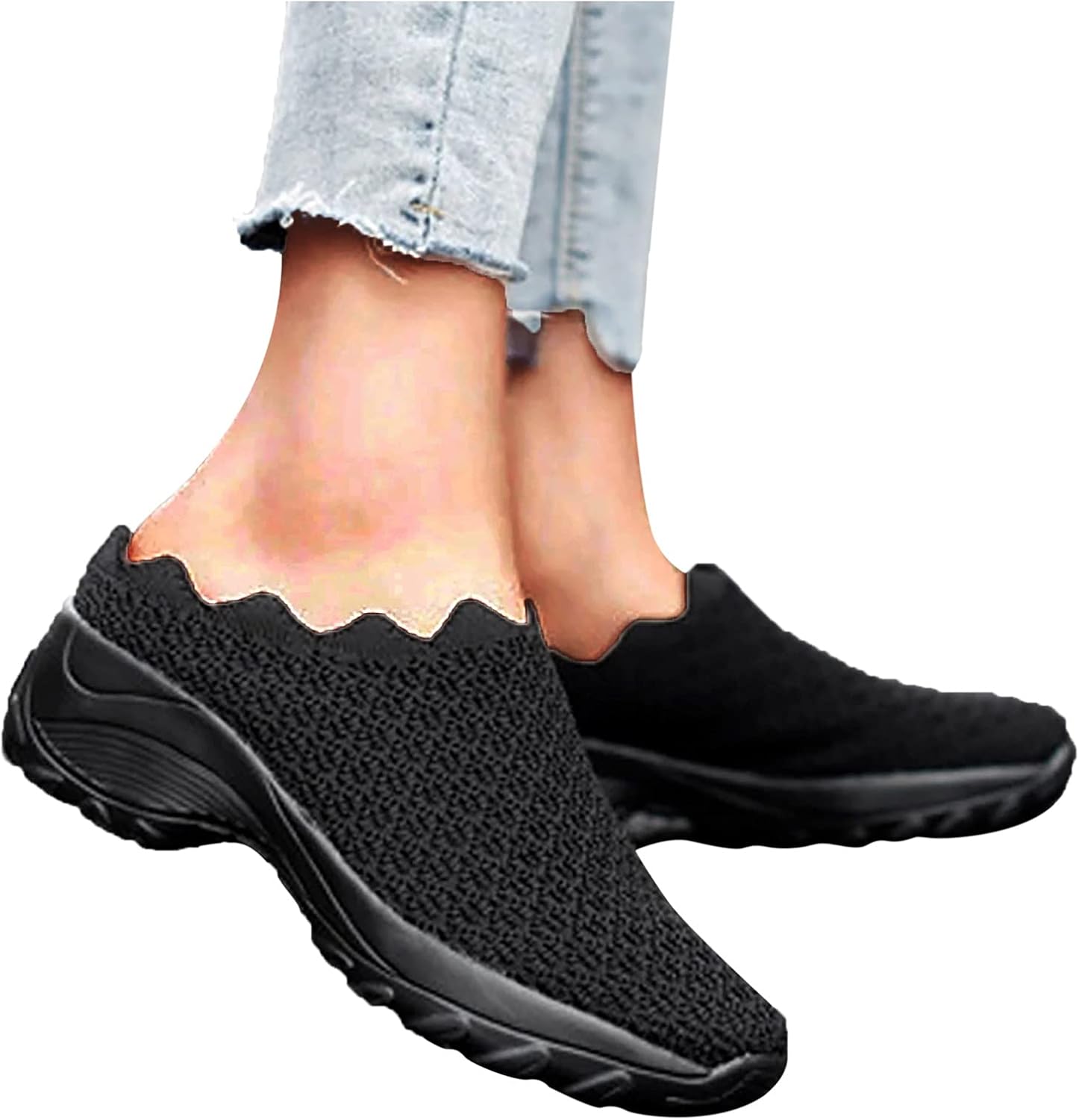 Chaussures décontractées en maille pour femmes sur bout rond, baskets de sport à bout rond pour femmes, baskets de marche orthopédiques confortables, respirantes et antidérapantes – Image 3