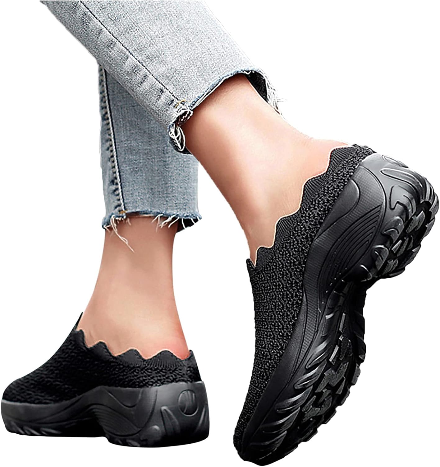 Chaussures décontractées en maille pour femmes sur bout rond, baskets de sport à bout rond pour femmes, baskets de marche orthopédiques confortables, respirantes et antidérapantes – Image 5