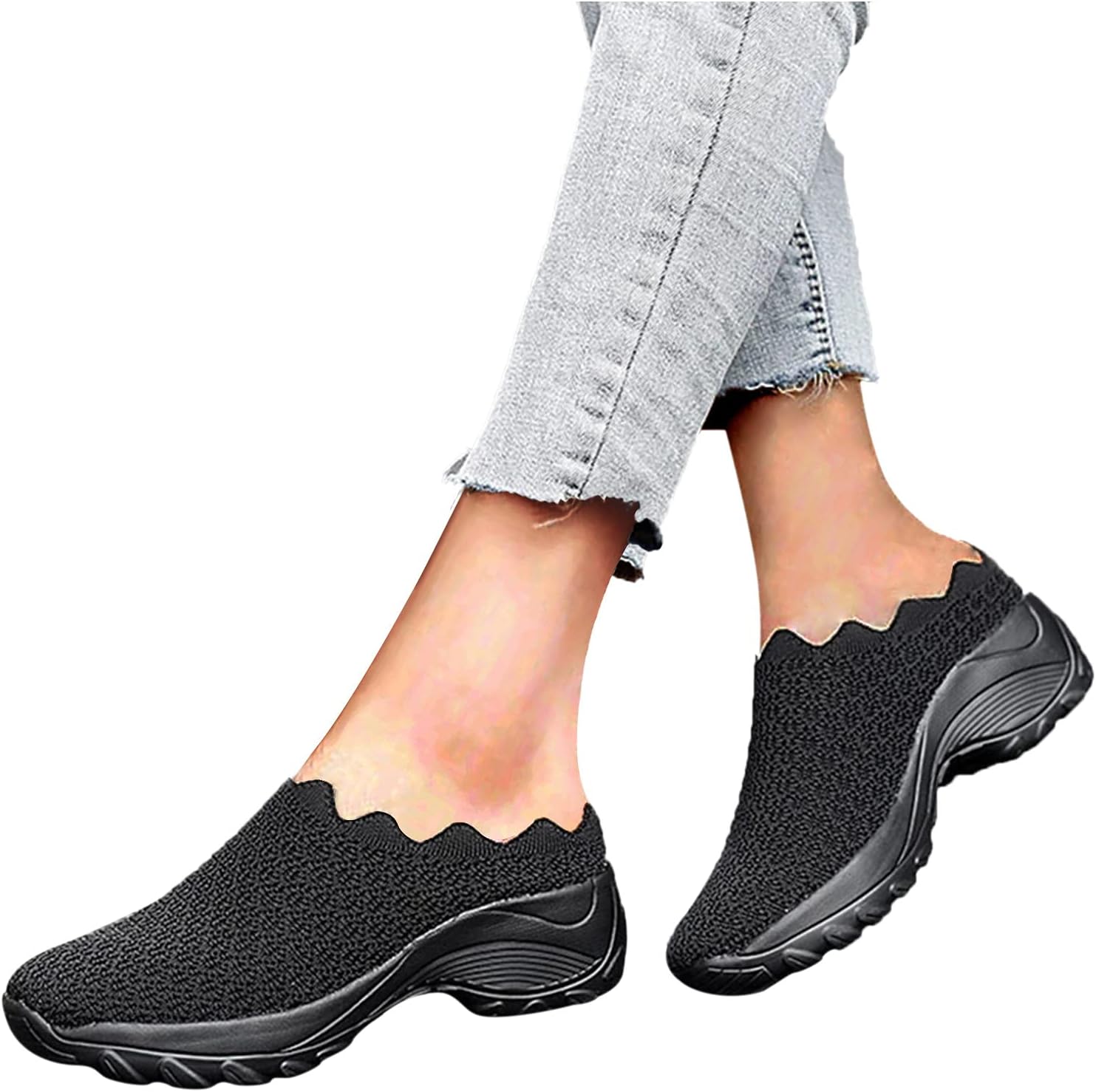Chaussures décontractées en maille pour femmes sur bout rond, baskets de sport à bout rond pour femmes, baskets de marche orthopédiques confortables, respirantes et antidérapantes – Image 6