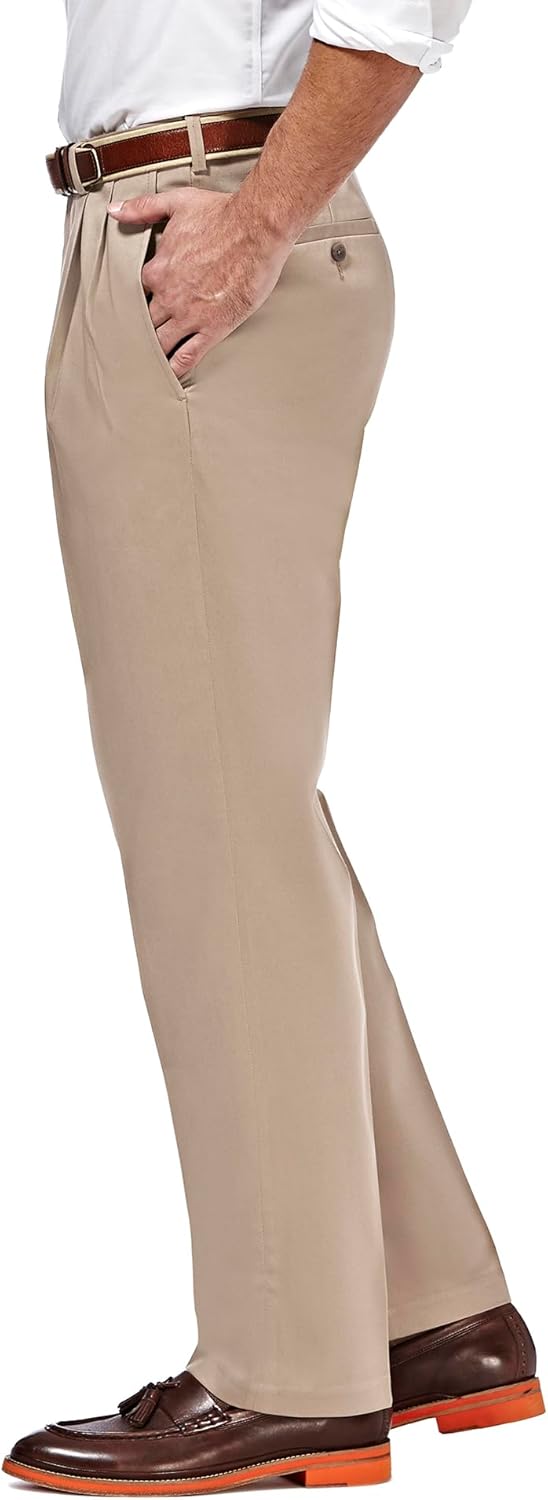Haggar Premium No Iron Khaki Classic Fit Pleat Front Pant (tailles régulières et grandes et grandes) - Pantalon décontracté - Classique, Classique - Homme – Image 3