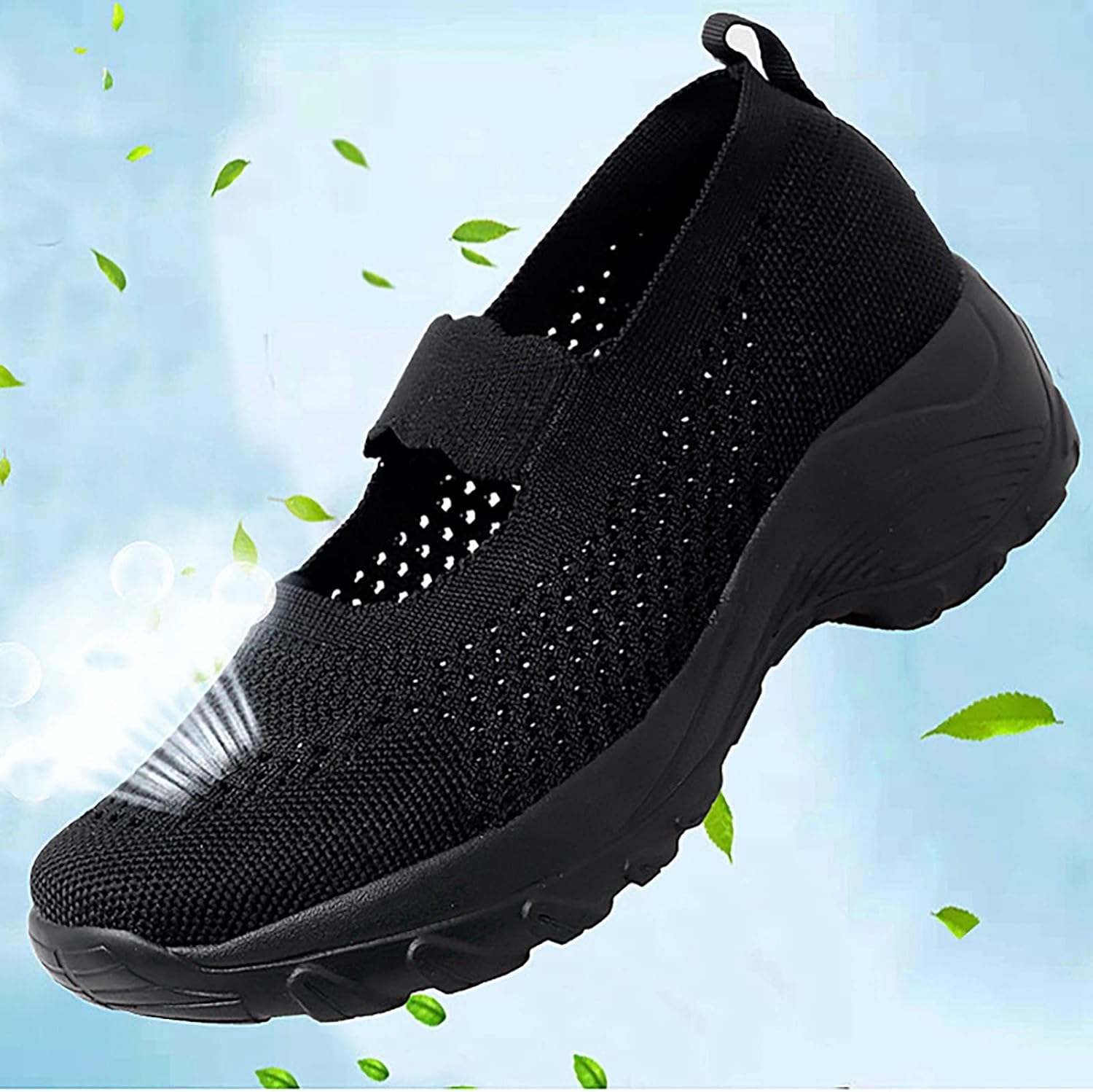 Baskets de sport pour femme - Chaussures compensées en maille creuse - Baskets d'été tendance pour femme - Confortables - Orthopédiques - Respirantes et antidérapantes – Image 7