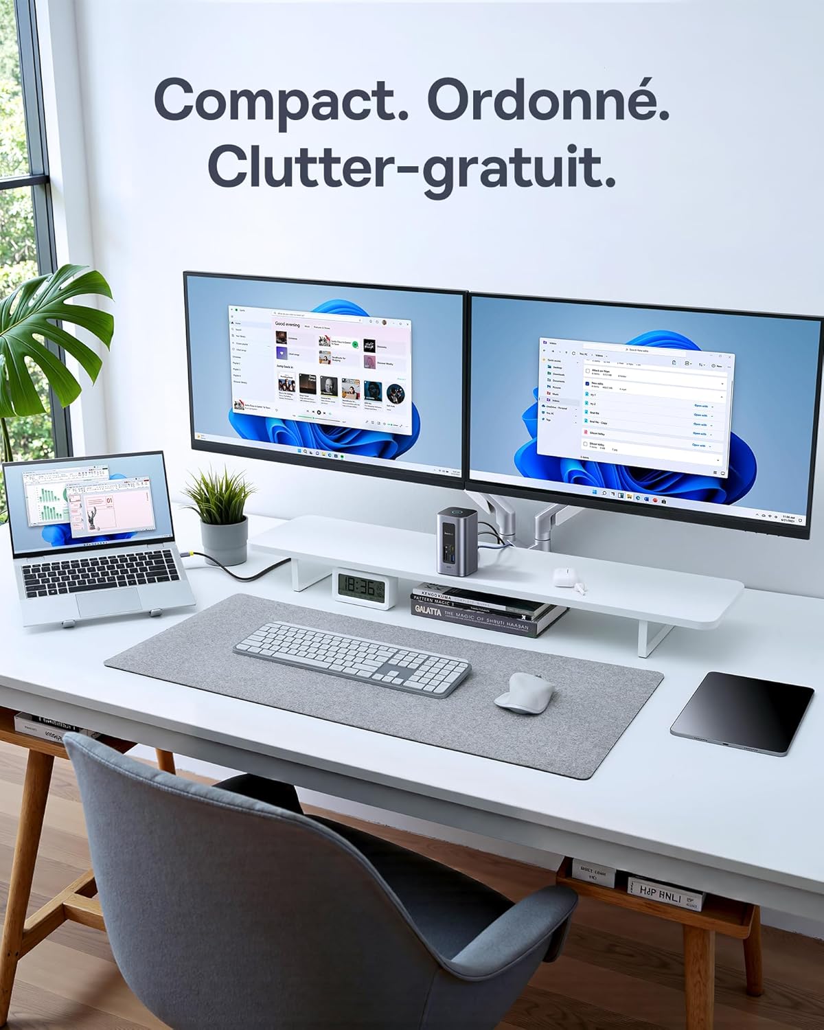 Station d'accueil Baseus, Nomos Air 12 en 1, station d'accueil 2 moniteurs avec 2 x 4K HDMI, USB-A/C 10 Gbit/s, Ethernet 1 Gbit/s, 100 W PD, HUB USB C pour Dell/HP/Lenovo/ASUS/Acer/Mac – Image 3