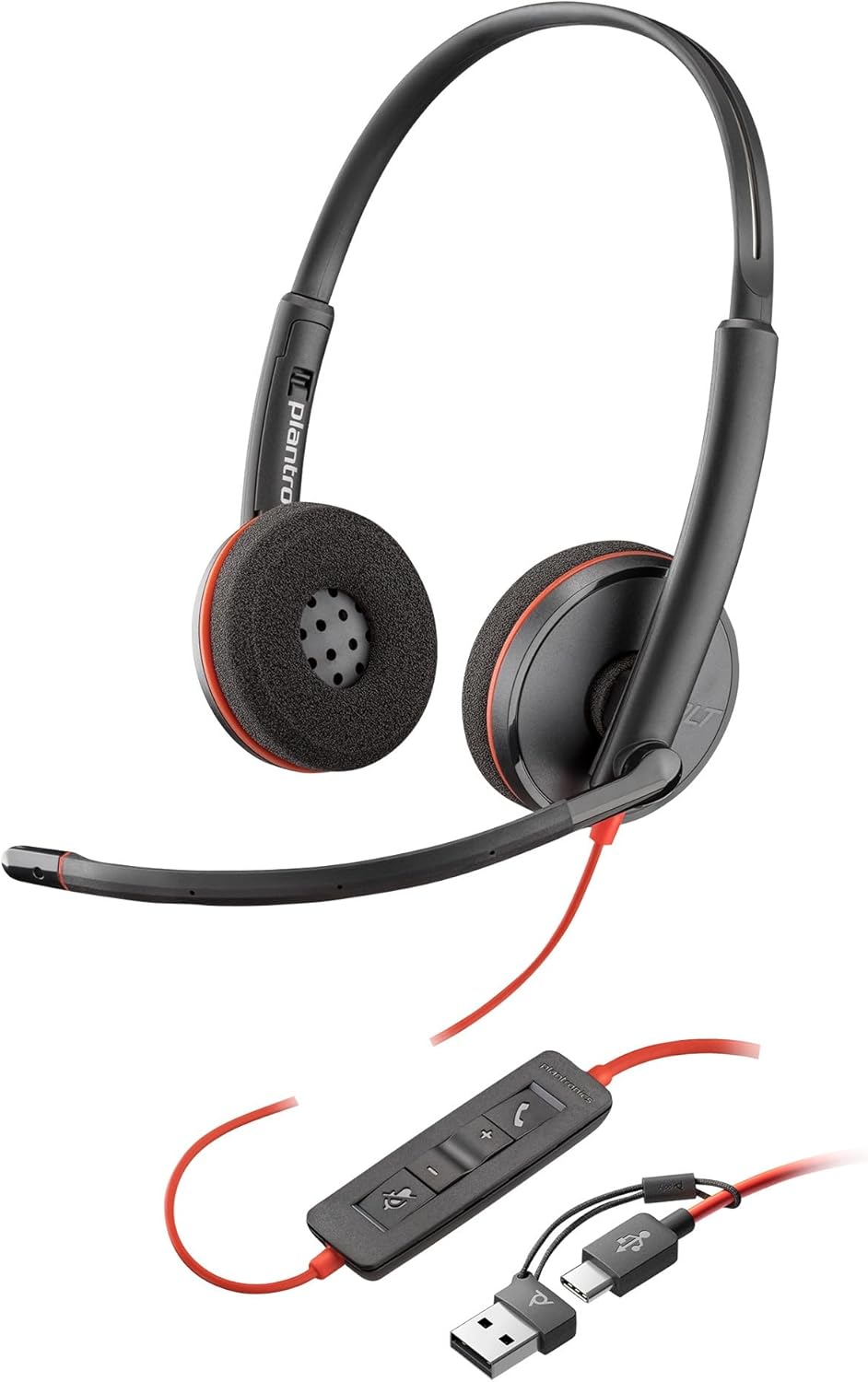 Casque filaire Poly Blackwire 3220 - Microphone antibruit - Conception binaurale - Se connecte à PC/Mac via USB-C ou USB-A - Fonctionne avec Teams, Zoom – Image 2