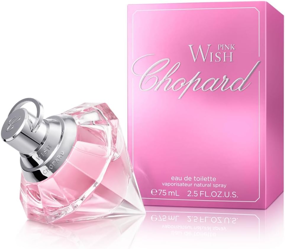 Chopard Pink Wish 75 ml - Eau de Toilette pour Femme - Parfum Floral Fruité - Notes Radieuses de Mandarine, Néroli, Pêche, Ambre et Bois de Santal - Flacon en Verre Transparent – Image 2